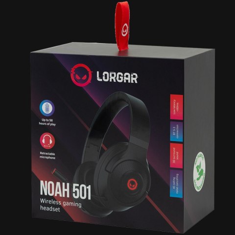 LORGAR Słuchawki Gamingowe Noah 501, Bezprzewodowe, Czarne
