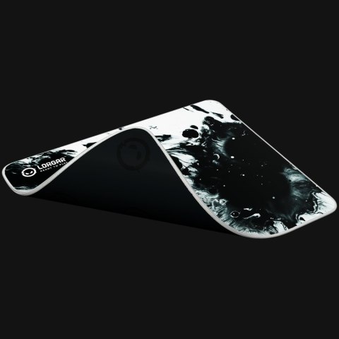 Full print white and black design, Bottom is black rubber with embossed LORGAR logo, with double side edge stitching