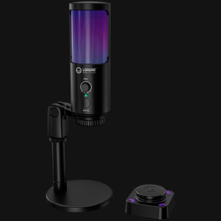 LORGAR SMP40, RGB Microphone with external mute button and metal stand, Black