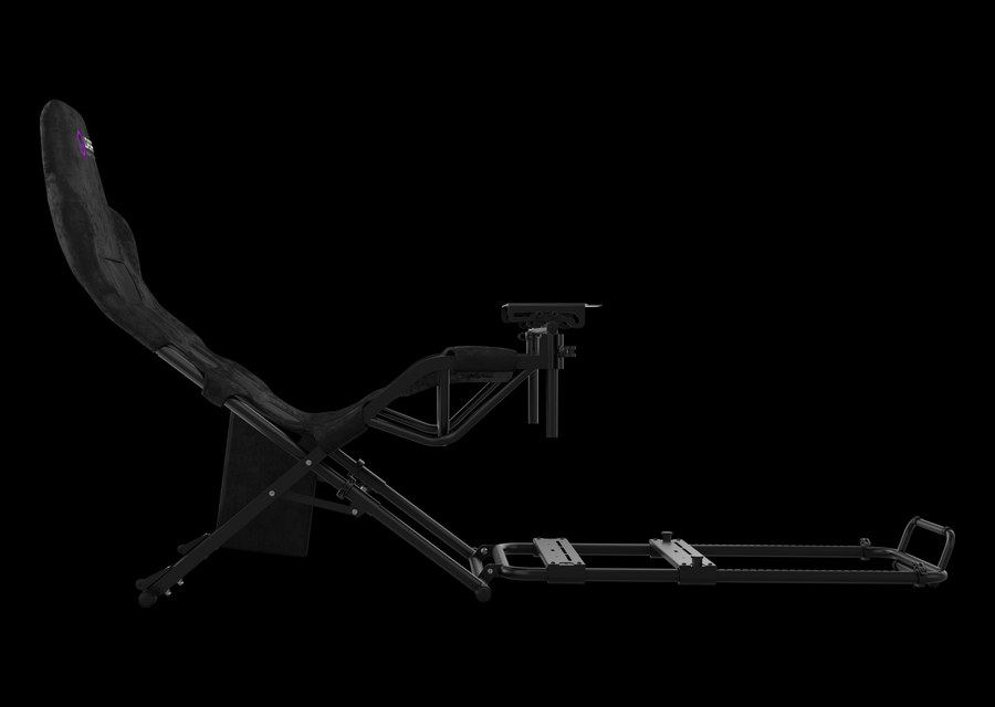 Rama kokpitu LORGAR Sim Racing Flex w profilu &mdash; prosta konstrukcja z wysuwanymi szynami pedał&oacute;w